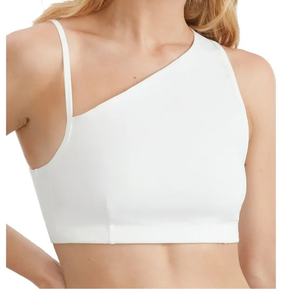 Sweaty Betty WHITE Asymmetric Sculpt Wire-free Bra, US Medium